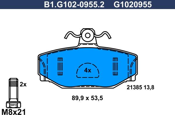 Galfer B1.G102-0955.2 - Комплект спирачно феродо, дискови спирачки vvparts.bg