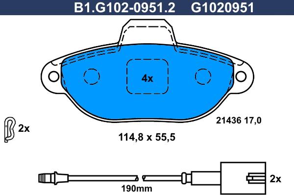 Galfer B1.G102-0951.2 - Комплект спирачно феродо, дискови спирачки vvparts.bg