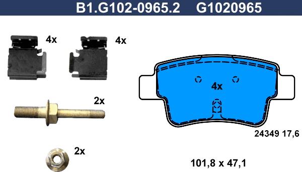 Galfer B1.G102-0965.2 - Комплект спирачно феродо, дискови спирачки vvparts.bg