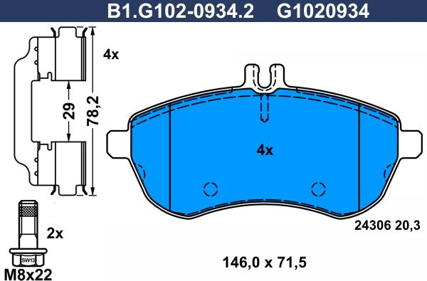 Galfer B1.G102-0934.2 - Комплект спирачно феродо, дискови спирачки vvparts.bg