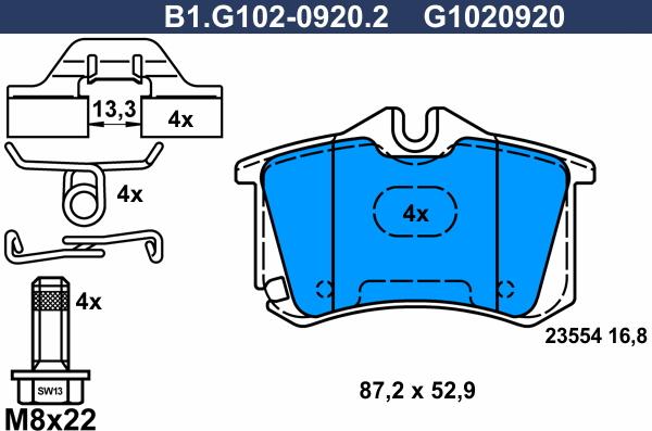 Galfer B1.G102-0920.2 - Комплект спирачно феродо, дискови спирачки vvparts.bg