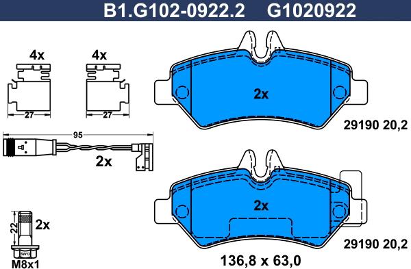 Galfer B1.G102-0922.2 - Комплект спирачно феродо, дискови спирачки vvparts.bg