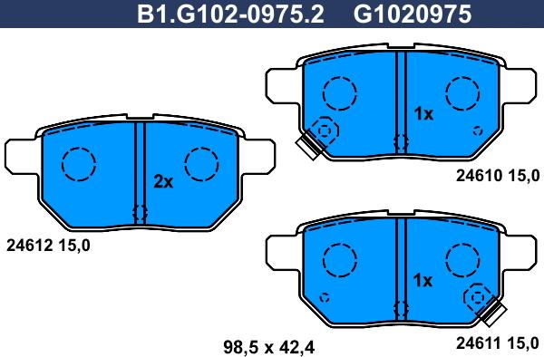 Galfer B1.G102-0975.2 - Комплект спирачно феродо, дискови спирачки vvparts.bg