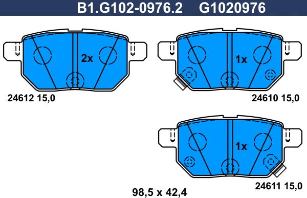 Galfer B1.G102-0976.2 - Комплект спирачно феродо, дискови спирачки vvparts.bg