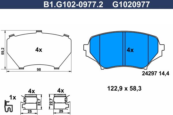 Galfer B1.G102-0977.2 - Комплект спирачно феродо, дискови спирачки vvparts.bg
