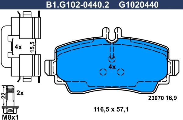 Galfer B1.G102-0440.2 - Комплект спирачно феродо, дискови спирачки vvparts.bg