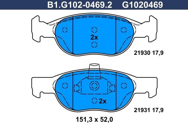 Galfer B1.G102-0469.2 - Комплект спирачно феродо, дискови спирачки vvparts.bg