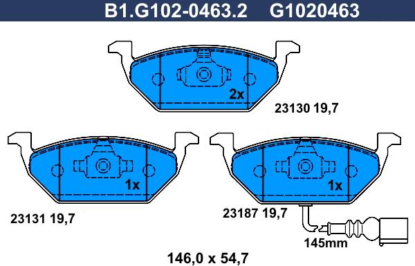 Galfer B1.G102-0463.2 - Комплект спирачно феродо, дискови спирачки vvparts.bg