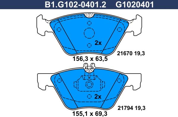 Galfer B1.G102-0401.2 - Комплект спирачно феродо, дискови спирачки vvparts.bg