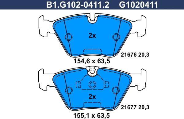 Galfer B1.G102-0411.2 - Комплект спирачно феродо, дискови спирачки vvparts.bg