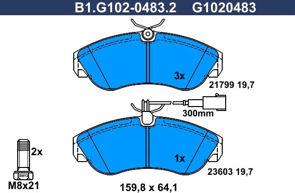 Galfer B1.G102-0483.2 - Комплект спирачно феродо, дискови спирачки vvparts.bg
