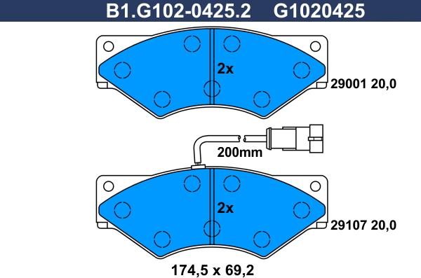 Galfer B1.G102-0425.2 - Комплект спирачно феродо, дискови спирачки vvparts.bg