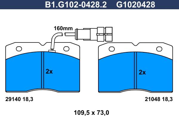 Galfer B1.G102-0428.2 - Комплект спирачно феродо, дискови спирачки vvparts.bg