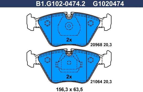 Galfer B1.G102-0474.2 - Комплект спирачно феродо, дискови спирачки vvparts.bg