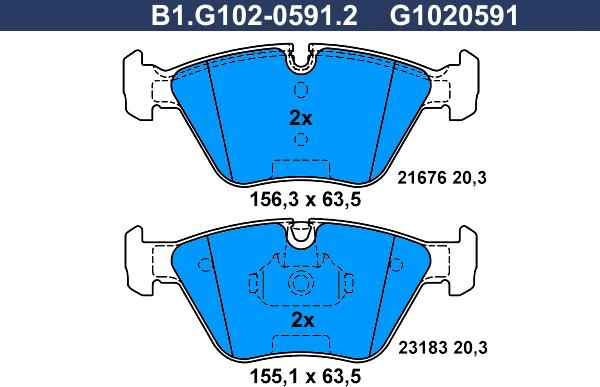 Galfer B1.G102-0591.2 - Комплект спирачно феродо, дискови спирачки vvparts.bg