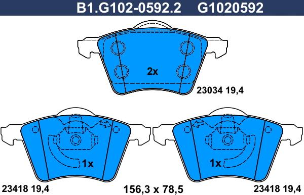 Galfer B1.G102-0592.2 - Комплект спирачно феродо, дискови спирачки vvparts.bg