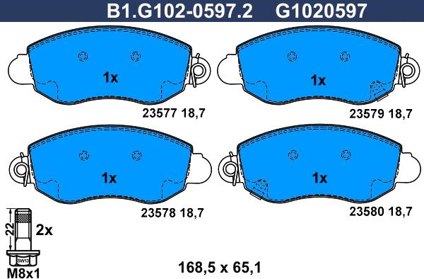 Galfer B1.G102-0597.2 - Комплект спирачно феродо, дискови спирачки vvparts.bg