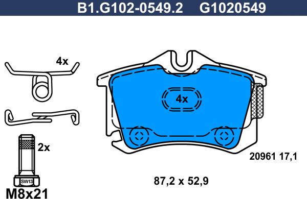 Galfer B1.G102-0549.2 - Комплект спирачно феродо, дискови спирачки vvparts.bg