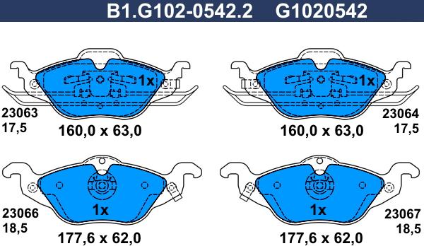 Galfer B1.G102-0542.2 - Комплект спирачно феродо, дискови спирачки vvparts.bg