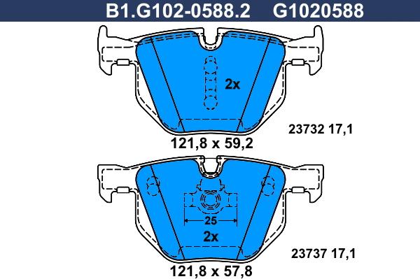 Galfer B1.G102-0588.2 - Комплект спирачно феродо, дискови спирачки vvparts.bg