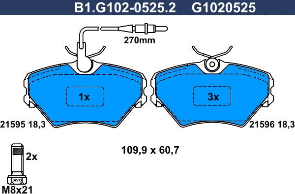 Galfer B1.G102-0525.2 - Комплект спирачно феродо, дискови спирачки vvparts.bg