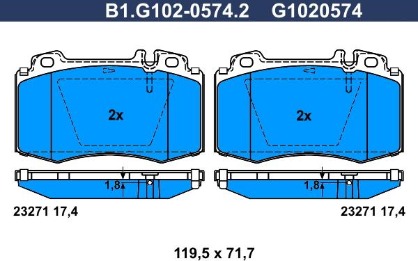 Galfer B1.G102-0574.2 - Комплект спирачно феродо, дискови спирачки vvparts.bg