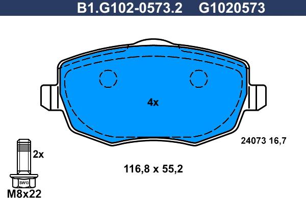 Galfer B1.G102-0573.2 - Комплект спирачно феродо, дискови спирачки vvparts.bg