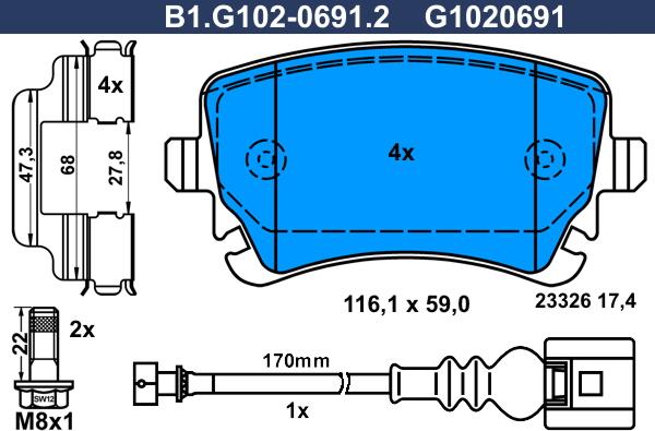 Galfer B1.G102-0691.2 - Комплект спирачно феродо, дискови спирачки vvparts.bg