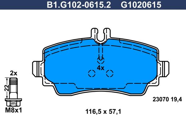 Galfer B1.G102-0615.2 - Комплект спирачно феродо, дискови спирачки vvparts.bg