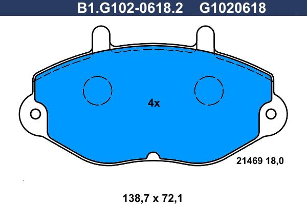 Galfer B1.G102-0618.2 - Комплект спирачно феродо, дискови спирачки vvparts.bg