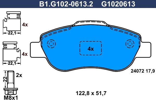 Galfer B1.G102-0613.2 - Комплект спирачно феродо, дискови спирачки vvparts.bg