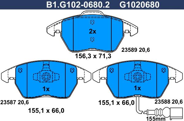 Galfer B1.G102-0680.2 - Комплект спирачно феродо, дискови спирачки vvparts.bg