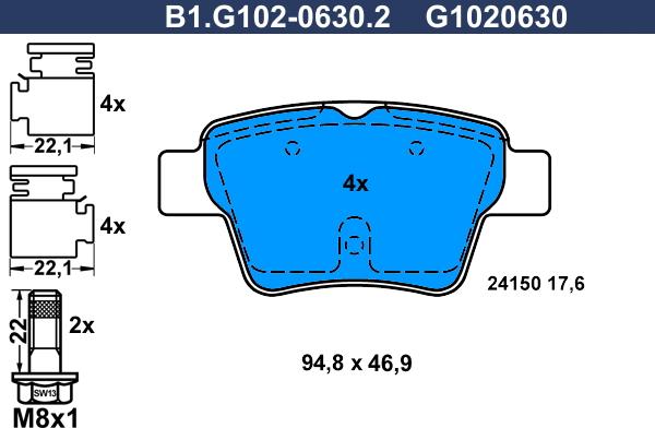 Galfer B1.G102-0630.2 - Комплект спирачно феродо, дискови спирачки vvparts.bg