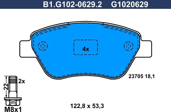 Galfer B1.G102-0629.2 - Комплект спирачно феродо, дискови спирачки vvparts.bg