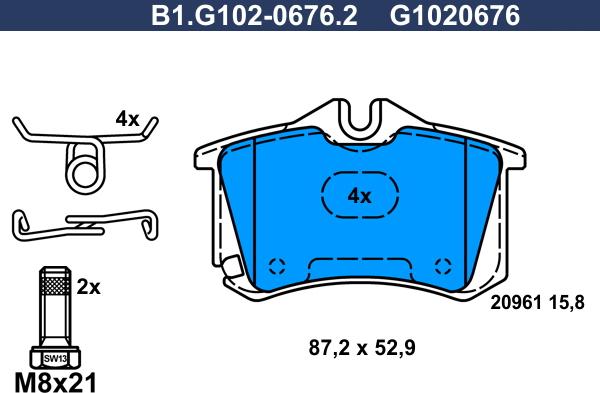 Galfer B1.G102-0676.2 - Комплект спирачно феродо, дискови спирачки vvparts.bg