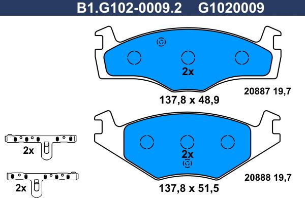 Galfer B1.G102-0009.2 - Комплект спирачно феродо, дискови спирачки vvparts.bg