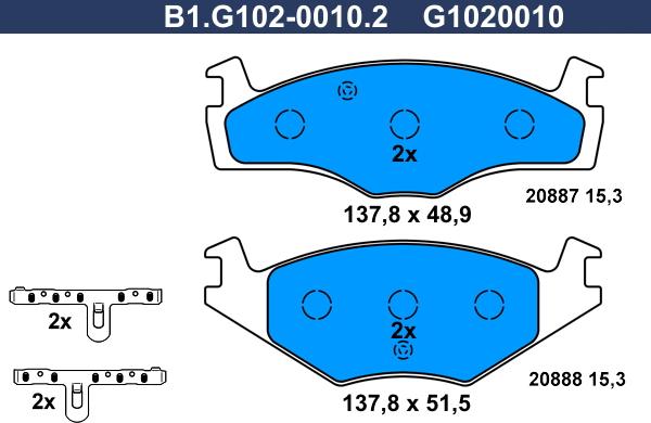 Galfer B1.G102-0010.2 - Комплект спирачно феродо, дискови спирачки vvparts.bg