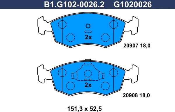 Galfer B1.G102-0026.2 - Комплект спирачно феродо, дискови спирачки vvparts.bg