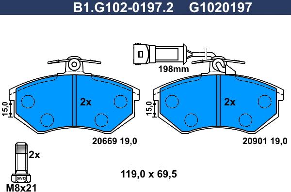 Galfer B1.G102-0197.2 - Комплект спирачно феродо, дискови спирачки vvparts.bg