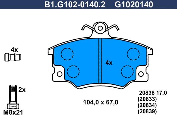 Galfer B1.G102-0140.2 - Комплект спирачно феродо, дискови спирачки vvparts.bg