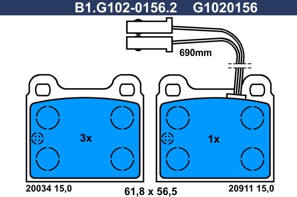 Galfer B1.G102-0156.2 - Комплект спирачно феродо, дискови спирачки vvparts.bg