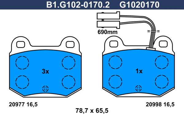 Galfer B1.G102-0170.2 - Комплект спирачно феродо, дискови спирачки vvparts.bg