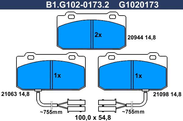 Galfer B1.G102-0173.2 - Комплект спирачно феродо, дискови спирачки vvparts.bg