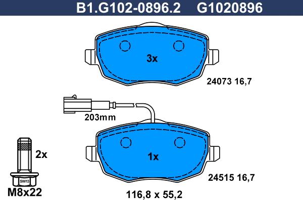 Galfer B1.G102-0896.2 - Комплект спирачно феродо, дискови спирачки vvparts.bg