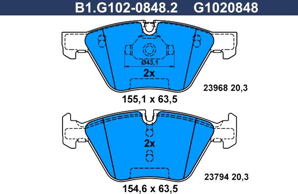 Galfer B1.G102-0848.2 - Комплект спирачно феродо, дискови спирачки vvparts.bg