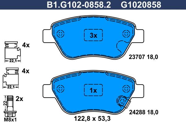 Galfer B1.G102-0858.2 - Комплект спирачно феродо, дискови спирачки vvparts.bg