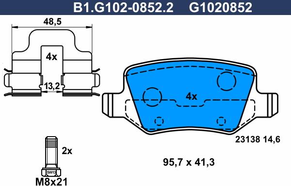 Galfer B1.G102-0852.2 - Комплект спирачно феродо, дискови спирачки vvparts.bg