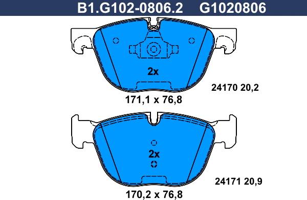 Galfer B1.G102-0806.2 - Комплект спирачно феродо, дискови спирачки vvparts.bg