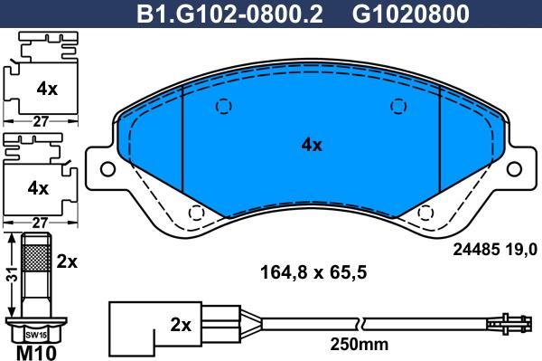 Galfer B1.G102-0800.2 - Комплект спирачно феродо, дискови спирачки vvparts.bg