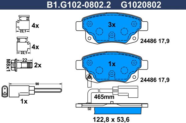 Galfer B1.G102-0802.2 - Комплект спирачно феродо, дискови спирачки vvparts.bg